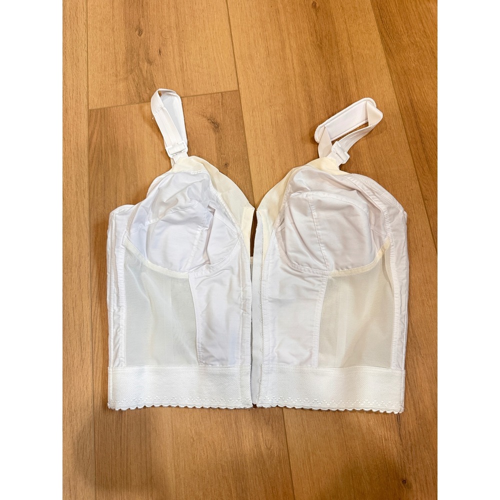 Exquisite Form 7530 White Front Closure Wireless Longline Bra 40C Vintage Style
